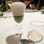 レフェルヴェソンス - 和歌山県産カワハギの肝和え、九条葱、オリーブオイルを2口で★