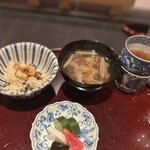 割烹 いわき - じゅんさい味噌汁　ムカゴご飯