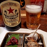 酒と食遊人 みなと - サッポロ赤星とお通し