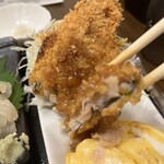 わ楽 - アジフライ(半身)  断面