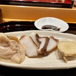 小笹寿し - たこ、あわび、蛤 ツメ盛り