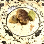 草屋根の宿 龍のひげ - もち枝豆と椎茸の天麩羅〜