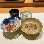 みえ田 - ポルチーニご飯　紅鮭と新物いくらのご飯