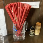 松屋製麺所 - 卓上、シンプル。　だって試食だもん。