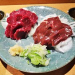 心人 - こちらのお店では、是非、馬刺しと 鶏の刺身を召し上がってください。