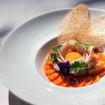 파르마산 생햄과 온야채, 계란 노른자 콩피 곁들임