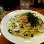 PASTA-YA - たらことイカと大葉としめじ(大盛＆正式メニュー名忘れた…)