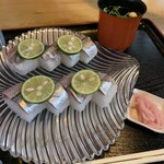 いづ源 - 秋刀魚寿司とお吸い物　　　今年の秋刀魚は良い♪