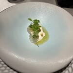 銀座 レカン - 東京白カビ　ブラマンジェ。透明なジュレはトマト風味で、チーズとトマトの組み合わせが爽やかです。