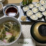 いろは寿し - 海老天巻¥1600+ハーフうどん¥300 単品注文