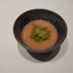 オーグードゥジュール メルヴェイユ 博多 - トマトと桃スープ セロリシャーベット