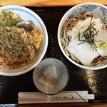 松雪庵 - 海老かき揚げ丼　　イカそば（冷やし）