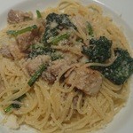 タヴェルネッタ・ダ・キタヤマ - 香ばしくトロリと脂がとろける、厚切り豚バラ肉とほうれん草の白いラグーパスタ（大盛り）