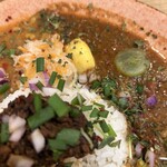 カレー&スパイス ハナコ - ハナコセットのカレー（お店のおまかせ3種）のアップ
