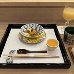 馬車道 大かわ - 山芋　北海道産新いくら　ラトビア産キャビア　　　　　蕎麦出汁のジュレ　柚子の香り