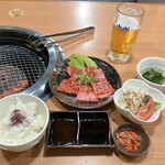 お肉屋さんの焼肉 まるやす - 上焼肉定食、生ビール応援団付き