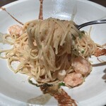 88BAR &DELICATESSEN - 小海老と貝柱のタラコパスタ(大盛り)