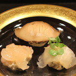 桜田 - 「伊勢海老 と 鯛 と 鮑 の絞り豆腐」　(2014/10)