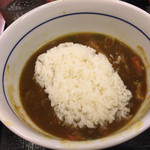 なか卯 - カツカレーうどんを食べた後のご飯投入。