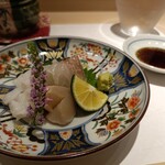 鮨 ひろ海 - 刺盛り(真鯛/水ダコ/北寄貝柱)