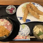 花いち - うに丼＋エビフライ