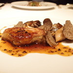 銀座 レカン - Oct, 2014　フォアグラのポワレと天然茸のコンビネーション　ペリグーソース