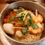 釜めし菜時記 さき亭 - 海老三色釜めしアップ