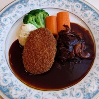 レストラン香味屋 - ビーフシチューとメンチカツの盛合せ