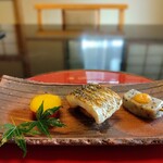 神楽坂 前田 - 焼物　甘鯛　生麩田楽　丸十栂梶煮　柚子