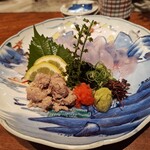 なきざかな - カワハギのお作り　　肝を載せても美味しい。特製のポン酢も美味しかった