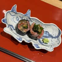 肉割烹ふたご 北新地店 - 和牛サーロインと鯛の海苔巻