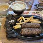 ブロンコビリー - 料理写真:ブロンコおじさんのこだわり炭火焼きがんこハンバーグランチ(200g)