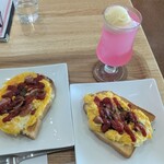 あおりんご - クリームソーダピーチと玉子ウィンナートースト