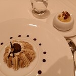 メゾン ポール・ボキューズ - 和栗とフランス産栗のモンブランとコニャックの別皿のアイスクリーム