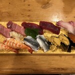 光寿司 - にぎり（中トロ、赤身、カンパチ、　　　　　　　　エビ、コハダ、ウニ、イクラ）