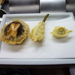 天ぷら 水谷 - 海老しんじょう、メゴチ、ふきのとう