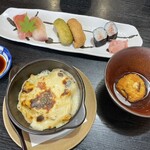 網元 - 和食グラタン、しんじょの餡掛け、握り寿司