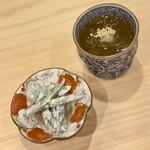 銀座 鮨 しょう介 - いんげんの白和え/もずく