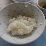 深川 冨士見 - 深川めしのごはん。女将さんから「まだ箸をつけないで下さい」と案内される。