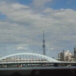 深川 冨士見 - ⛴第三十五冨士見 北斎 船内から勝鬨橋＆東京スカイツリーをスマホ撮影。