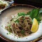 力士料理 にしき - ガツ(豚の腸をあえたもの)。酒が進みます