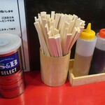 ラーメン 鷹の目 - 卓上備品の様子。
