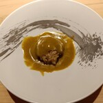 鮨 由う - 肝ソースにシャリを入れて