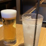 ビーフキッチン - 生ビールとノンアルレモンサワー