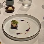 モトイ - 前菜③
      フォワグラナチュールと練茄子 
      マデラのヴィネグレット