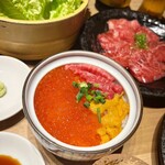 焼肉台所家 - 贅沢うにくらユッケ丼　