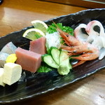 Sushi Shubou Rakusai - 2014.10 刺身の盛り合わせ（1,300円）