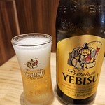 とんかつ ばんぶー - エビスビール(中瓶)