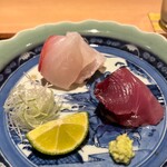 日本料理FUJI - 焼津の泳がせ鯛と鰹. 鯛はもちもちです