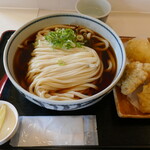 手打うどん 長谷沼 - ぶっかけ特盛+半熟卵天+とり天1390円